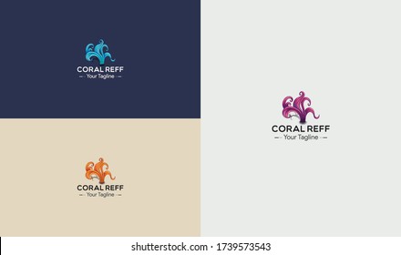 Coral Reef Iconic Logo - Vector Stock