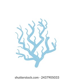 Coral reef isolated on white background. Sea underwater elements. Vector flat illustration.