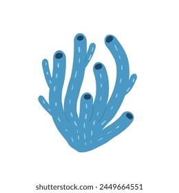Coral reef isolated on white background. Sea underwater elements. Vector flat illustration.