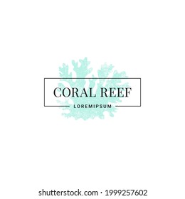 Coral Reef Logo. Blue Coral On White Background