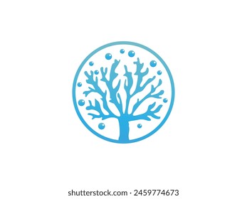 coral reef logo with bubble icon illustration 
