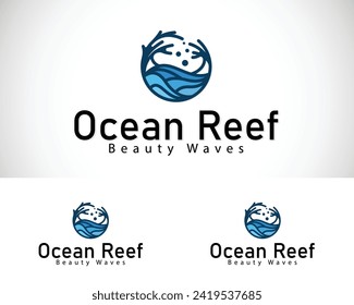 logotipo de arrecife creativo concepto de diseño círculo emblema océano