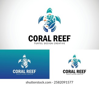 coral reef logo creative design concept ocean fish wave