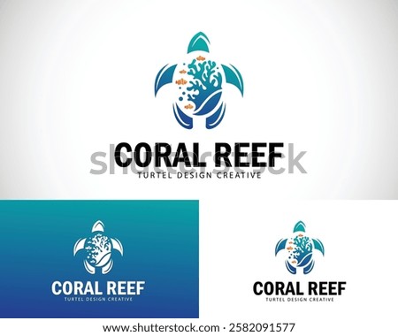 coral reef logo creative design concept ocean fish wave