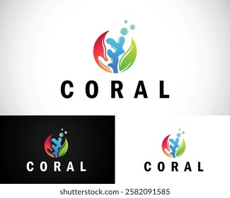 coral reef logo creative natural hand care ocean fish