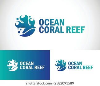 coral reef logo creative wave design concept ocean fish