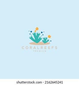 Coral Reef Logo Marine Design Vector Icon Illustration