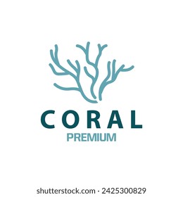 Coral reef logo vector silhouette sea fish habitat simple beautiful sea plants