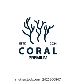 Coral reef logo vector silhouette sea fish habitat simple beautiful sea plants