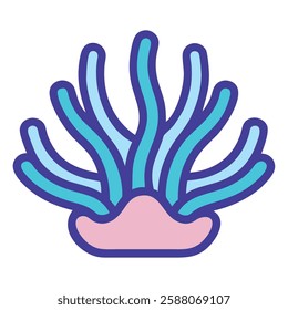 Coral reef marine life icon illustration