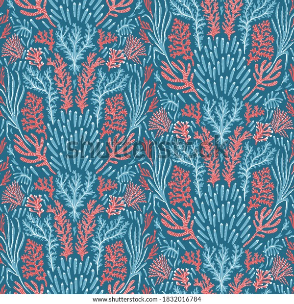 Coral Reef Nautical Background Pattern Blue Stock Vector (Royalty Free ...