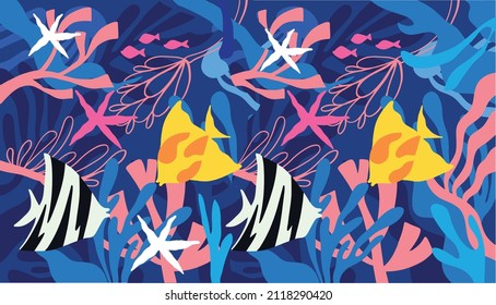 coral reef for pattern. vector tropical pattern with corals. Perfect for wallpapers, web page backgrounds, surface textures, textile.
