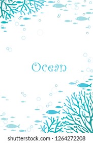 Coral reef with school of ocean fish are swimmimg vector background for decoration on summer events.