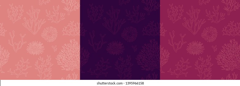 Coral reef seamless patterns set