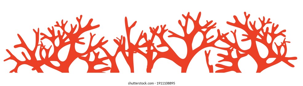 Coral Reef Silhouette On White Background