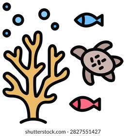 Coral Reef simple and clear vector icon illustration to essential idea or function