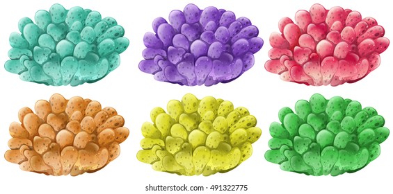 Coral reef in six colors illustration