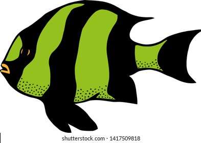 Coral reef tropical fish vector illustration. Vector sea fish isolated on white background. Aquarium fish icon. Tropical logo or fish sign.
