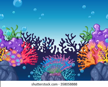 Coral reef under the ocean illustration