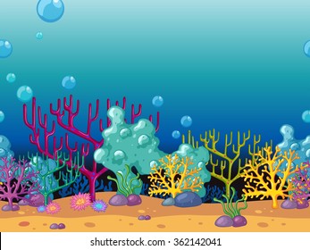 Coral reef under the ocean illustration