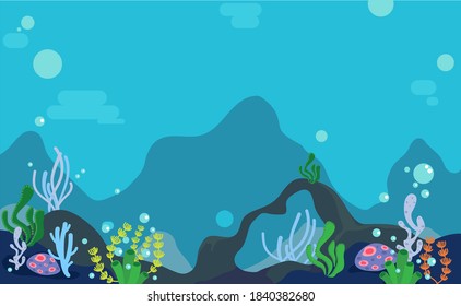 Coral and reef under the sea background.