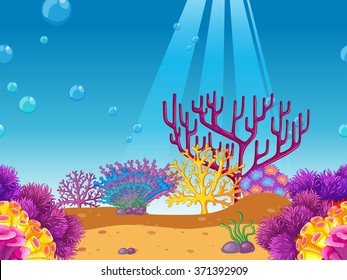 Coral reef under the sea illustration