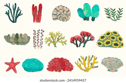 Coral reef. underwater nature vector illustration. watercolor painting.