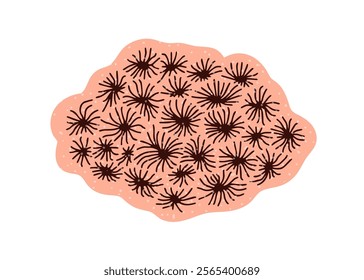 Coral reef underwater plant. Natural exotic marine flora with abstract organic form. Undersea polyp organism, tropical under water sea fauna. Flat vector illustration isolated on white background