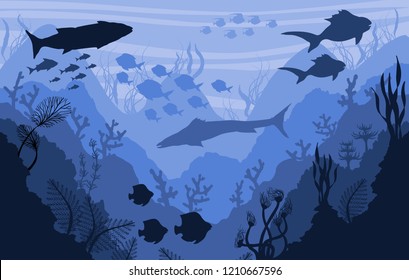 Coral reef and Underwater wildlife, sea background