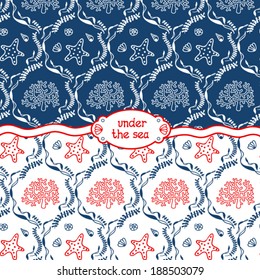 Coral reef vector seamless pattern.