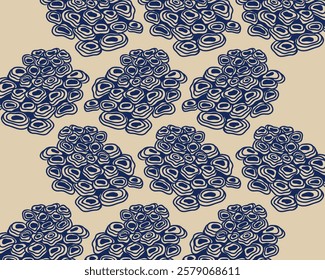 Coral reef vintage pattern background layout illustration vector fabric textile print art editable