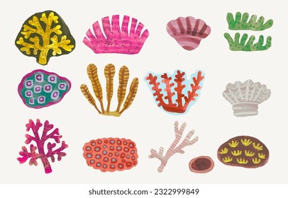 Coral reef. watercolor painting vector illustration. sea and summer.