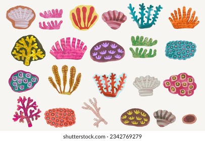 Coral reef. watercolor painting vector illustration. sea and summer.