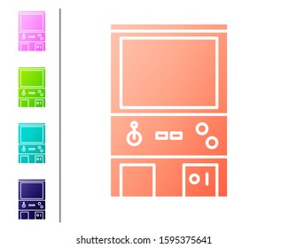 Coral Retro arcade game machine icon isolated on white background. Set color icons. Vector Illustration