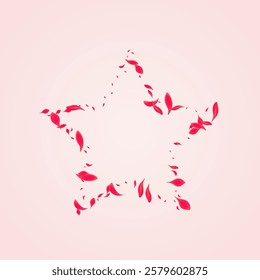 Coral Rose Vector Pink Background. Summer Blossom Banner. Red Flower Beauty Poster. Ruby Flying Peach Backdrop.