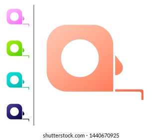 Coral Roulette construction icon isolated on white background. Tape measure symbol. Set color icons. Vector Illustration