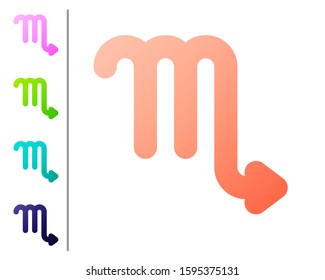 Coral Scorpio zodiac sign icon isolated on white background. Astrological horoscope collection. Set color icons. Vector Illustration