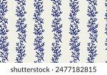 Coral seamless pattern background in vintage style in blue colors. Matisse-inspired modern abstract organic algae background. Vector design for textile, wrapping paper, greeting cards.