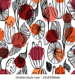 Coral seamless pattern. Vector background.