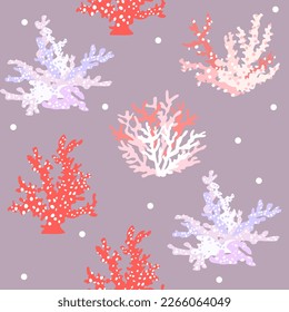 Coral seamless vector pattern. Underwater background. Coral reef.