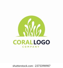 Coral and seaweed logo design concept, Neuron creative symbol logo template