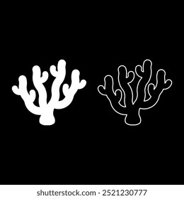 Coral set icon white color vector illustration image solid fill outline contour line thin flat style