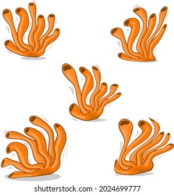 Coral set illustration. coral sea weed collection. coral reef isolated vector cartoon