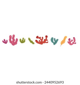 Coral set. Vector illustration isolated on white background. Hand drawing.