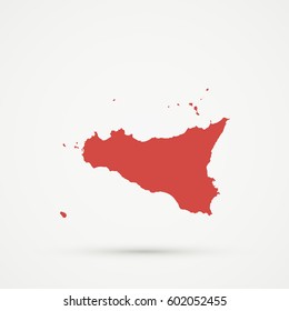 Coral Sicily Map Illustration