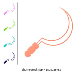 Coral Sickle icon isolated on white background. Reaping hook sign. Set color icons. Vector Illustration