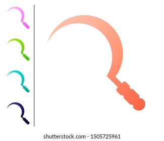 Coral Sickle icon isolated on white background. Reaping hook sign. Set color icons. Vector Illustration