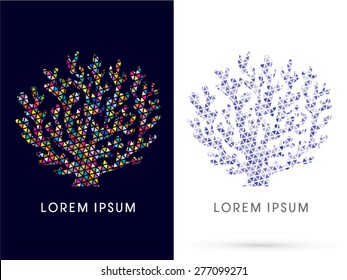 Coral sign graphic vector. Designed using  colorful triangle mosaic.