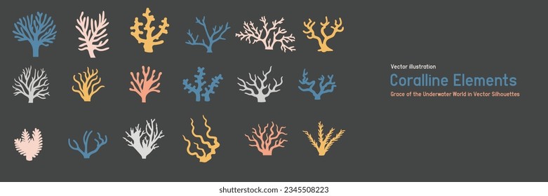 coral silhouettes set vector illustration