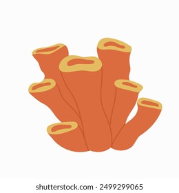 Coral simple diseño de Vector de doodle dibujado a mano. Bajo el mar, la flora del océano. Aislado sobre fondo blanco.